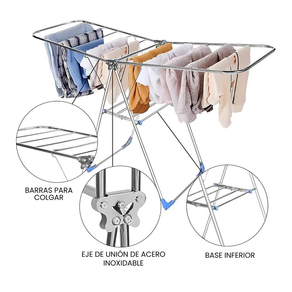 Tendedero Plegable Para Ropa Metálico Colgadero 150 CM 7