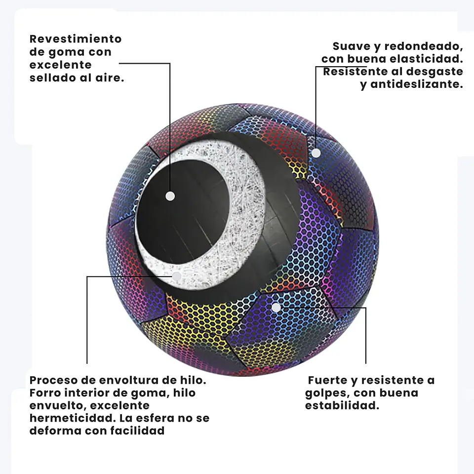 Pelota De Fútbol Reflectante Brillante N°5 Para Noche 7
