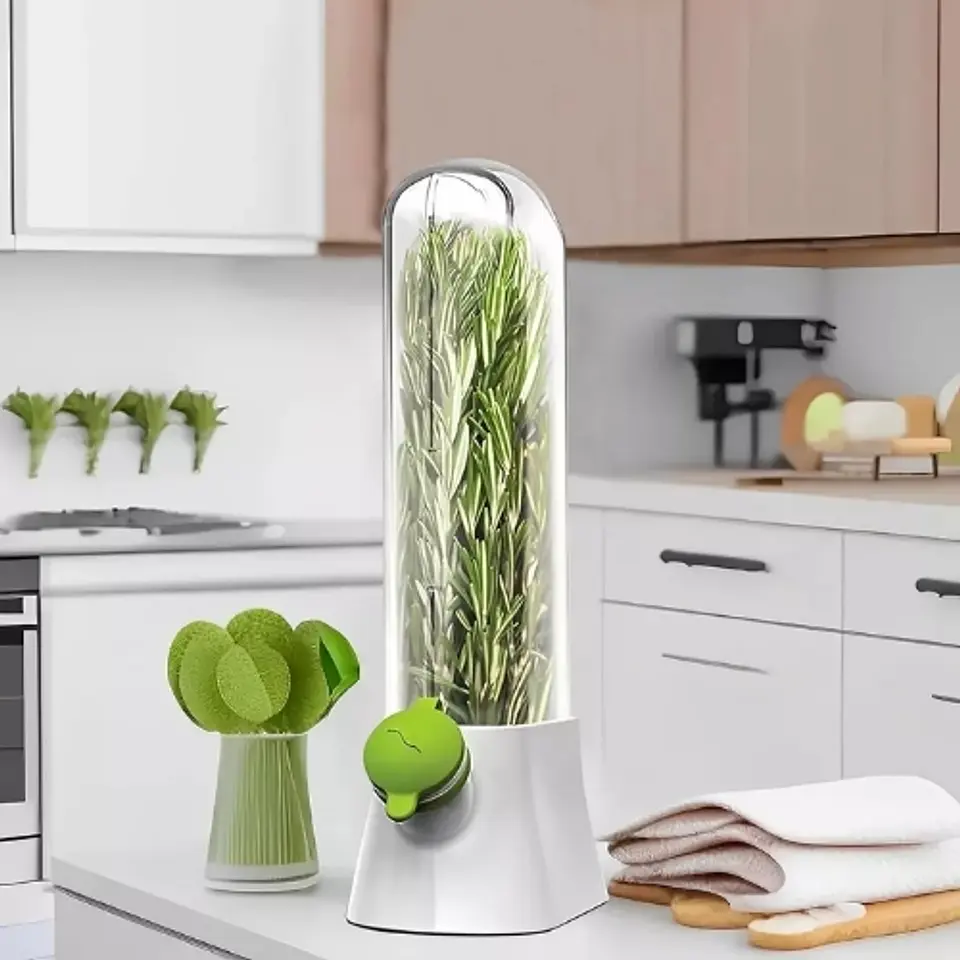 Envase Conservador de Hierbas Cilantro Perejil Refrigerador 4