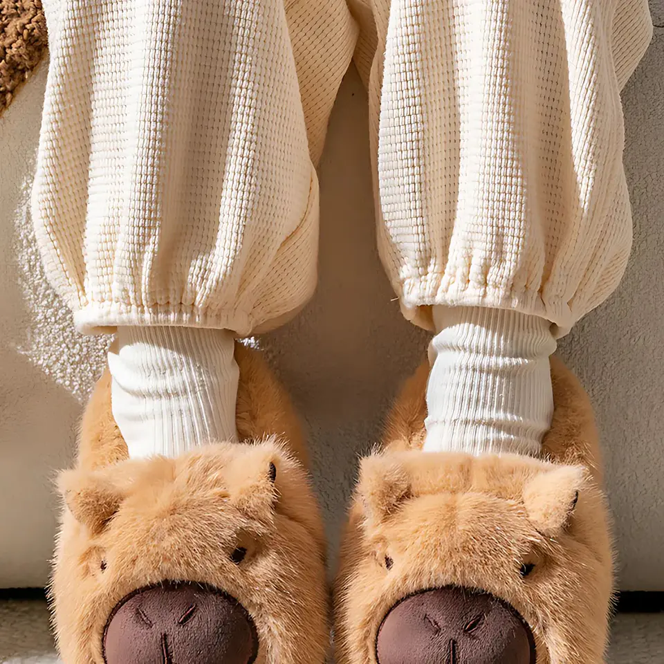 Pantuflas De Felpa Suave Capibara Kawaii Antideslizantes 2