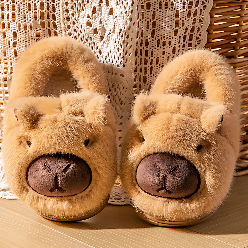 Pantuflas De Felpa Suave Capibara Kawaii Antideslizantes 3