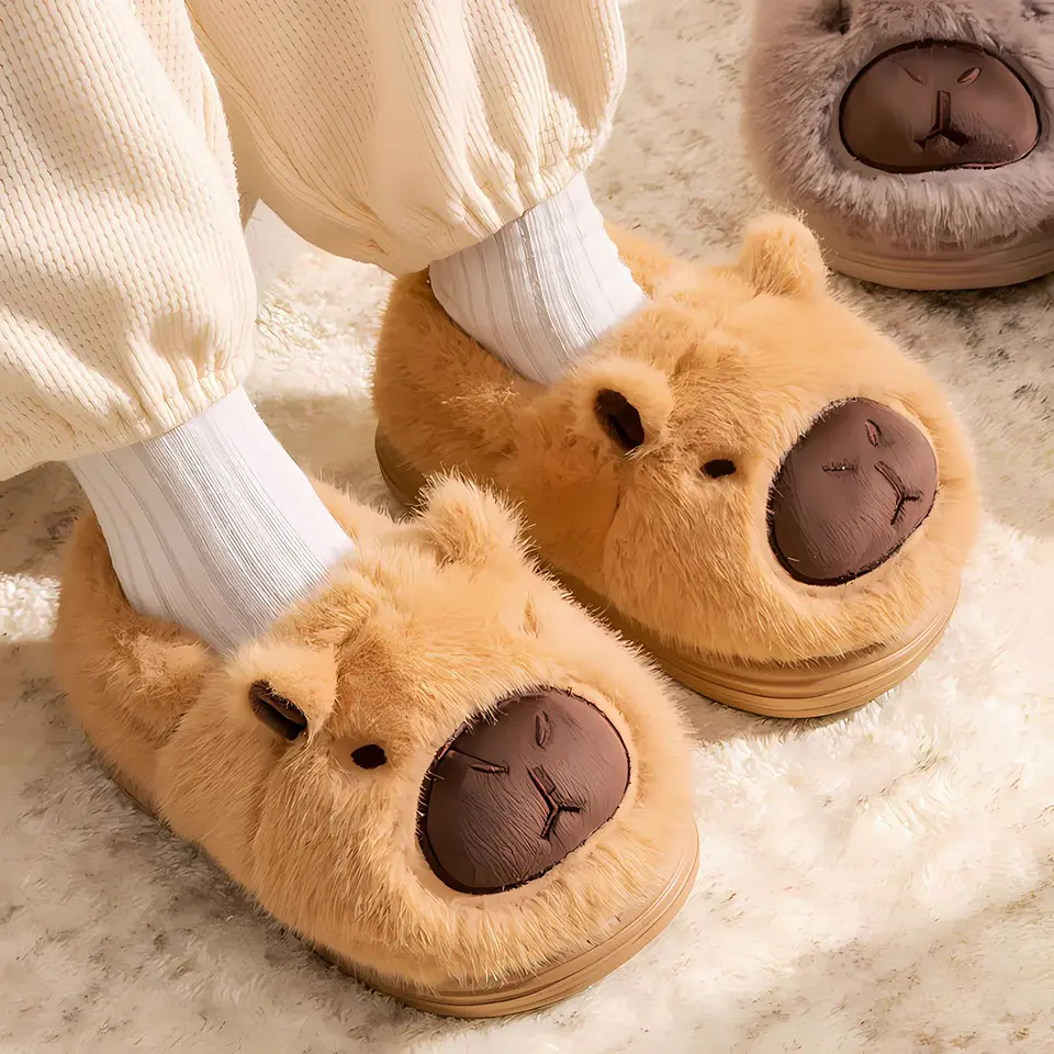 Pantuflas De Felpa Suave Capibara Kawaii Antideslizantes 4