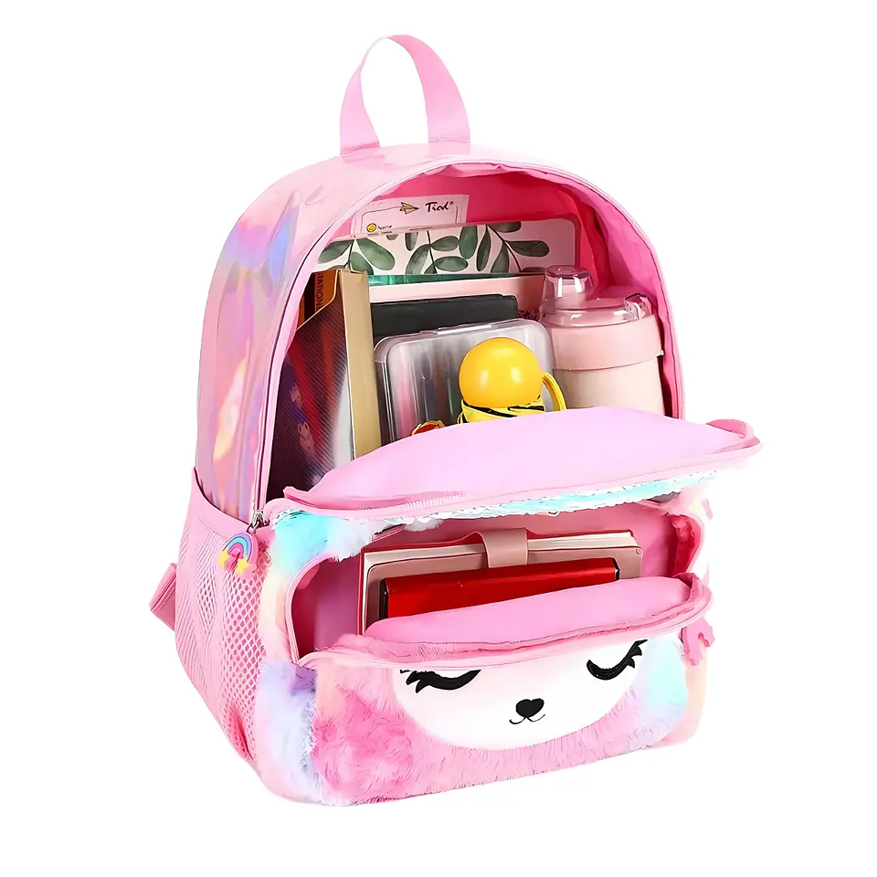 Mochila Escolar Unicornio Felpa Brillos Lentejuelas 9