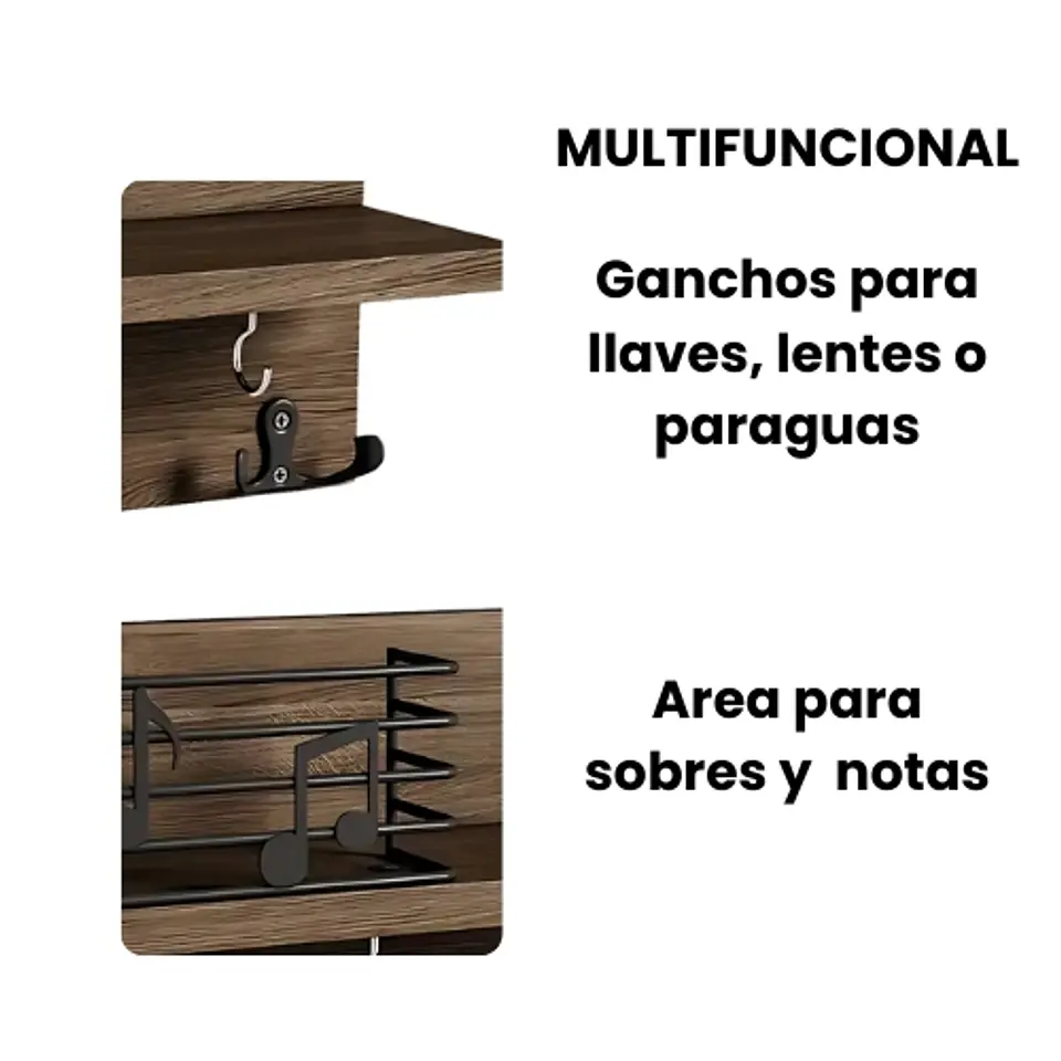 Portallaves De Madera Colgador Soporte Llaves Pared 3