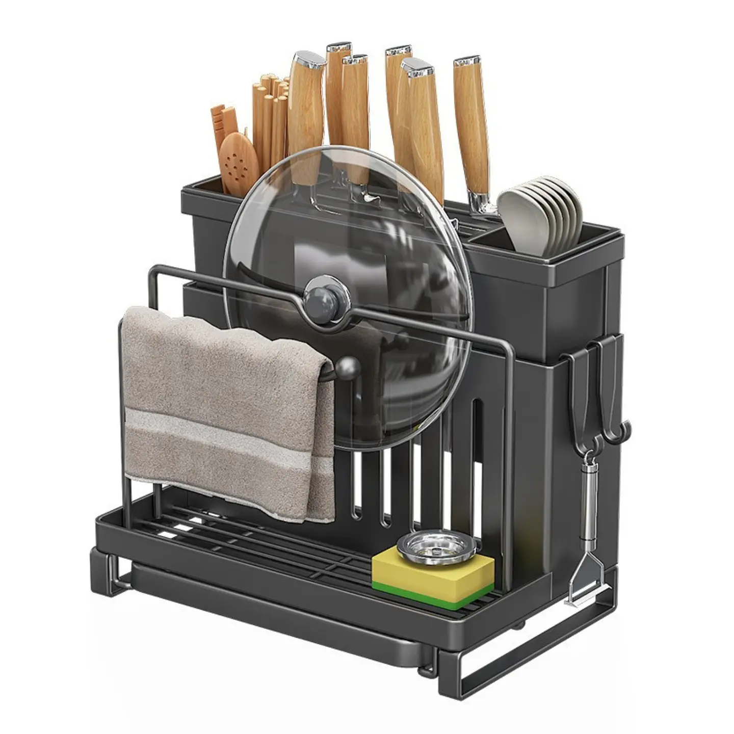 Organizador De Cubiertos Estante Escurridor Tabla de Cortar 1