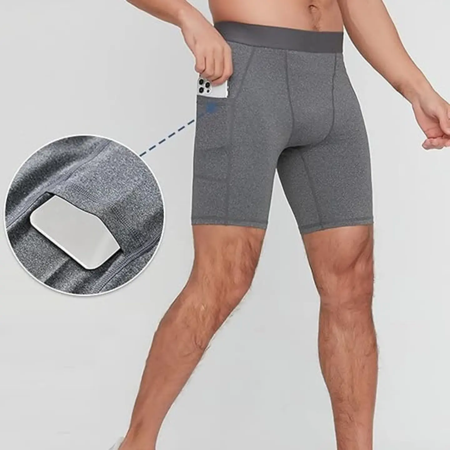 Short Deportivo Calza Hombre Gimnasio Licra Con Bolsillo 2