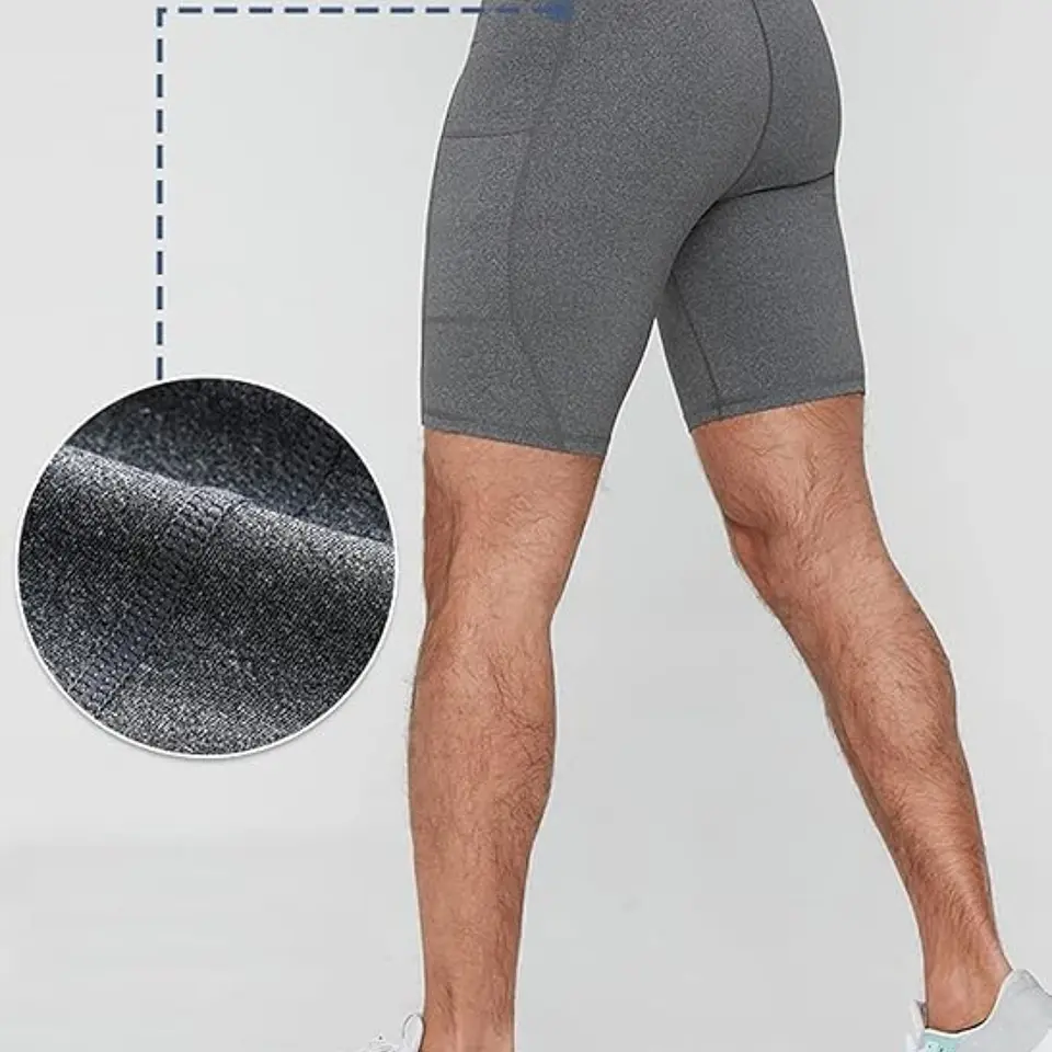Short Deportivo Calza Hombre Gimnasio Licra Con Bolsillo 4