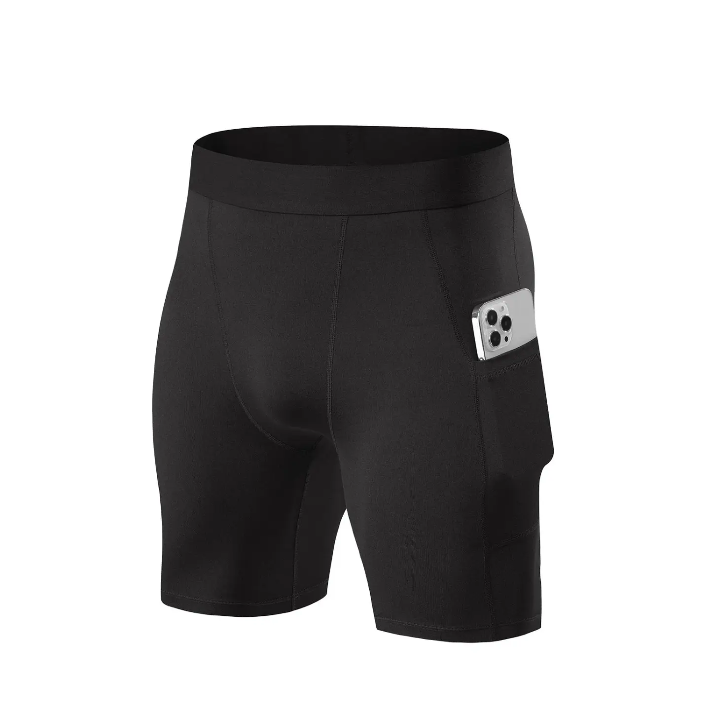 Short Deportivo Calza Hombre Gimnasio Licra Con Bolsillo 7
