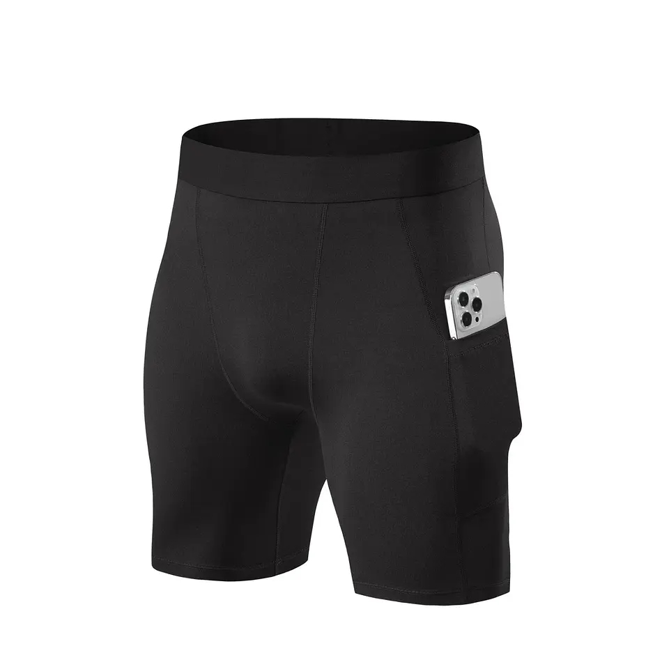 Short Deportivo Calza Hombre Gimnasio Licra Con Bolsillo 7