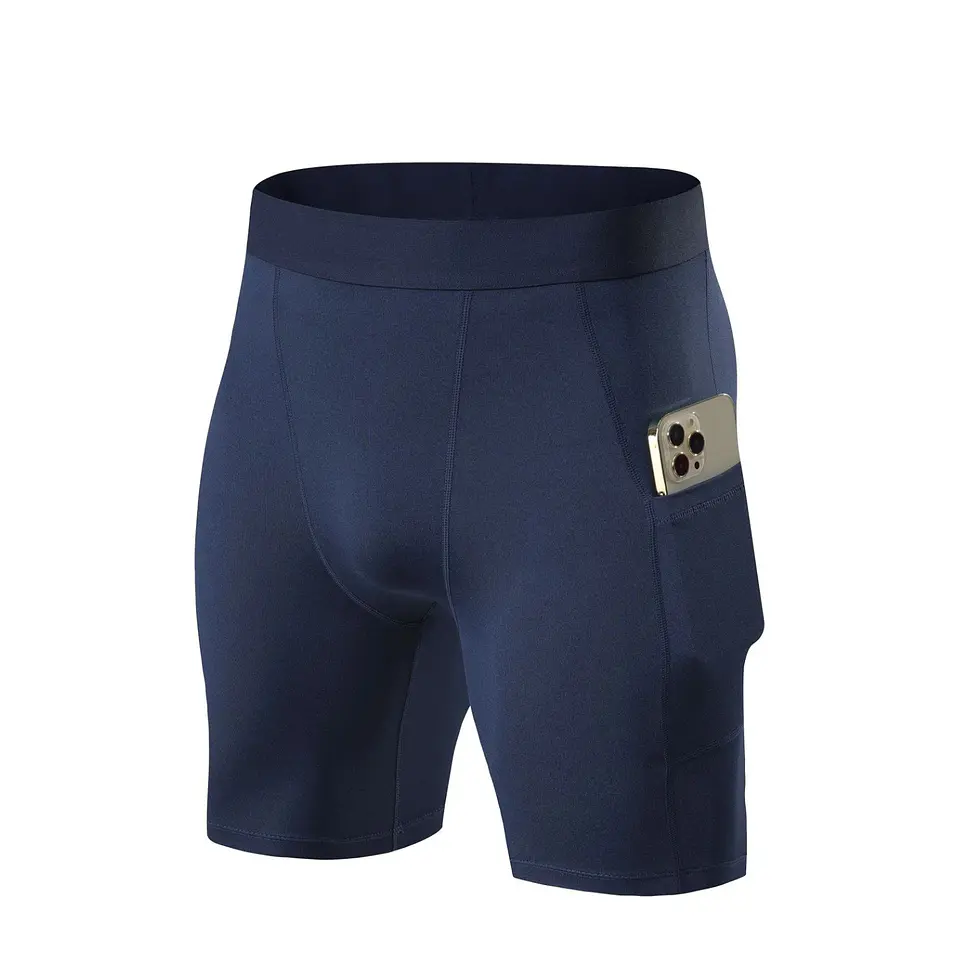 Short Deportivo Calza Hombre Gimnasio Licra Con Bolsillo 10