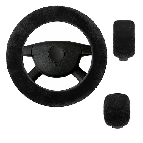 Kit Funda De Volante Pomo Freno Cinturon Reposabrazos Felpa