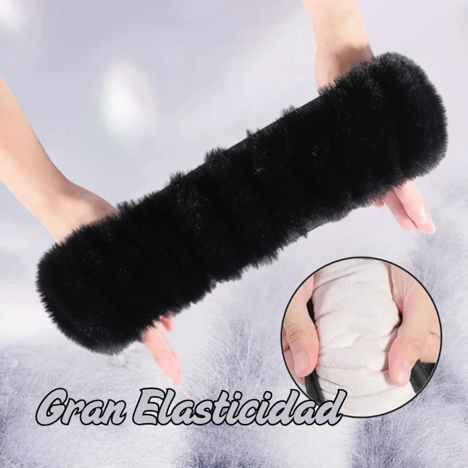 Kit Funda De Volante Pomo Freno Cinturon Reposabrazos Felpa 3