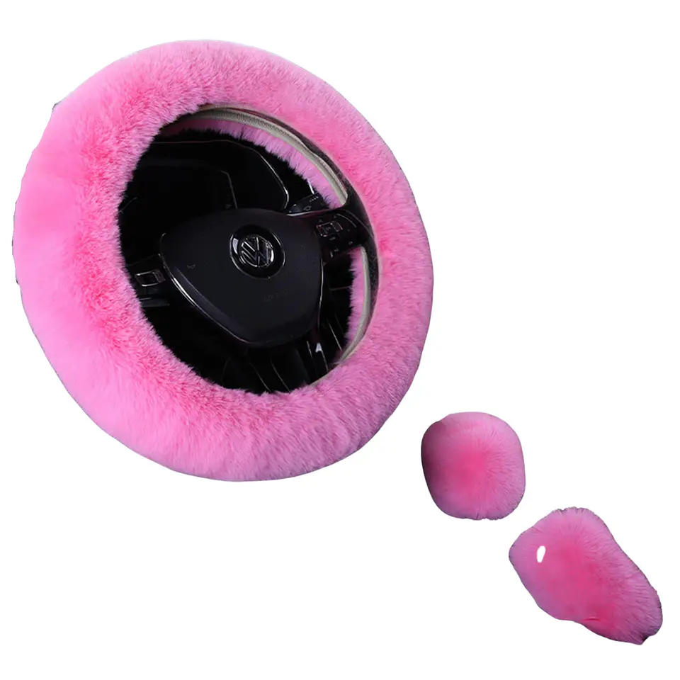 Kit Funda De Volante Pomo Freno Cinturon Reposabrazos Felpa 5