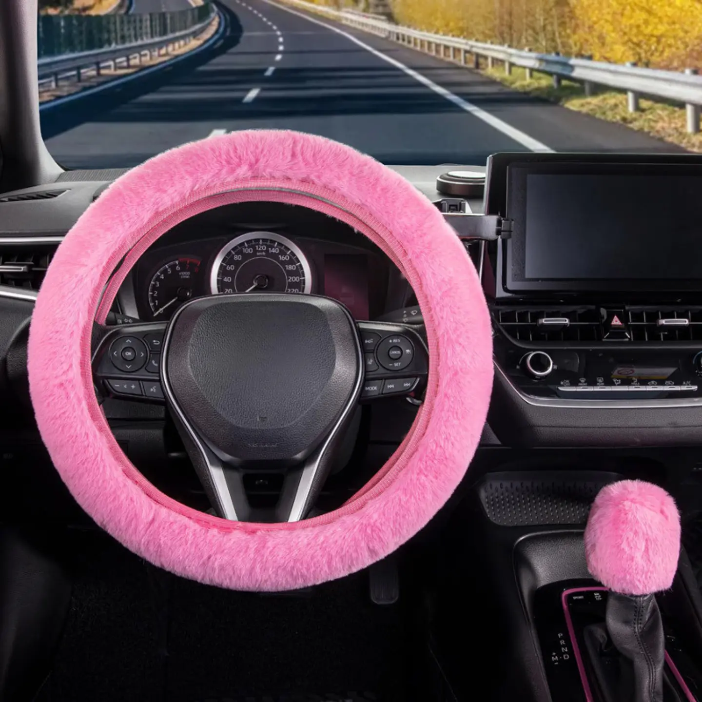 Kit Funda De Volante Pomo Freno Cinturon Reposabrazos Felpa 7
