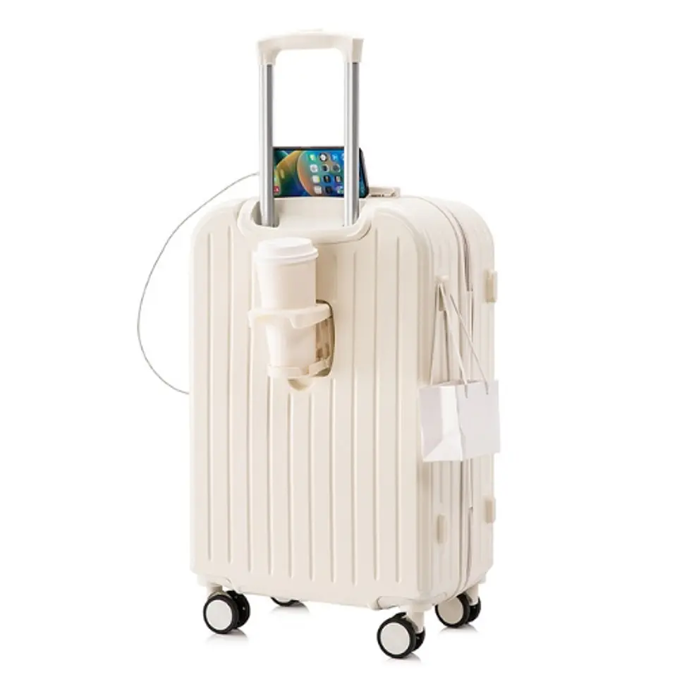 Maleta De Viaje Cabina Equipaje Mediano Con USB Y Portavasos 4
