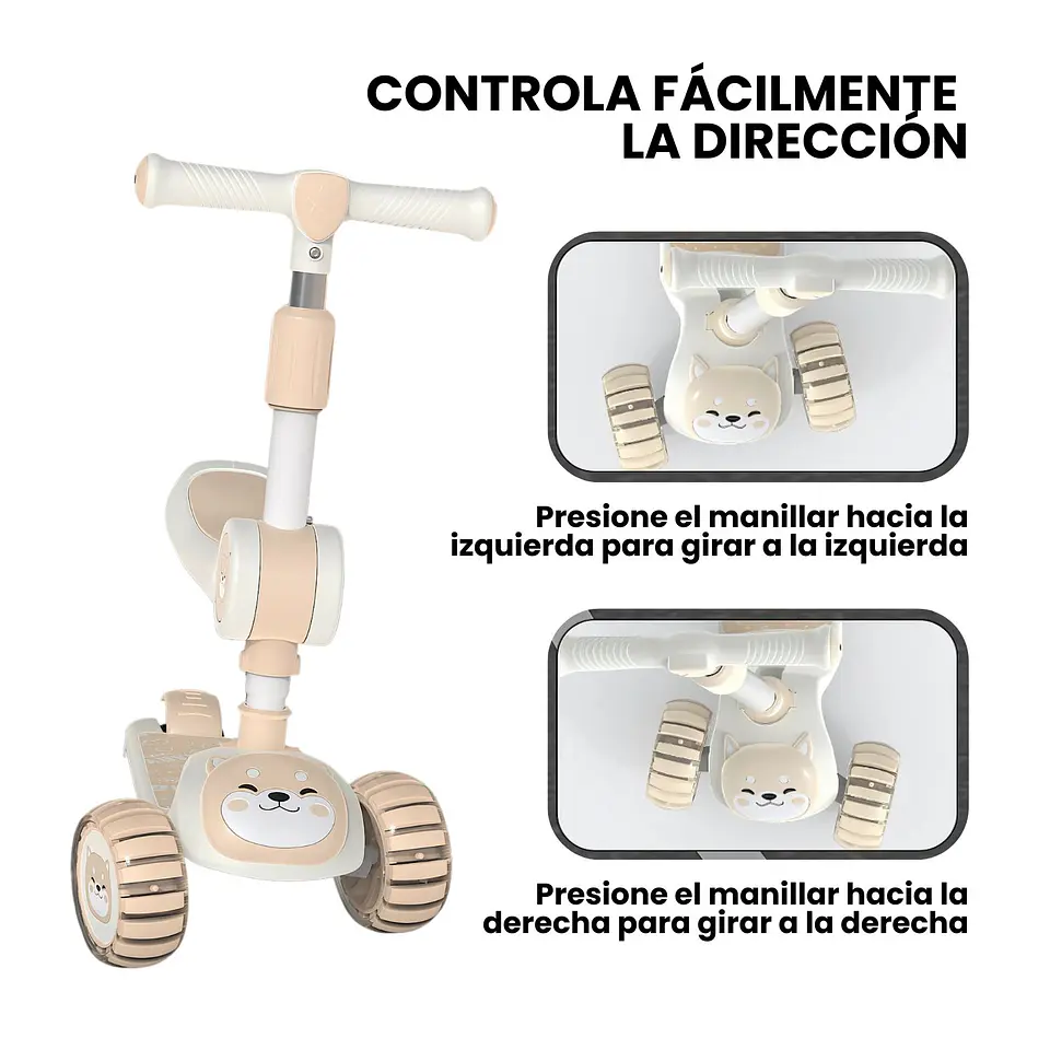 Scooter Plegable Monopatin Ajustable Con Luces LED  6