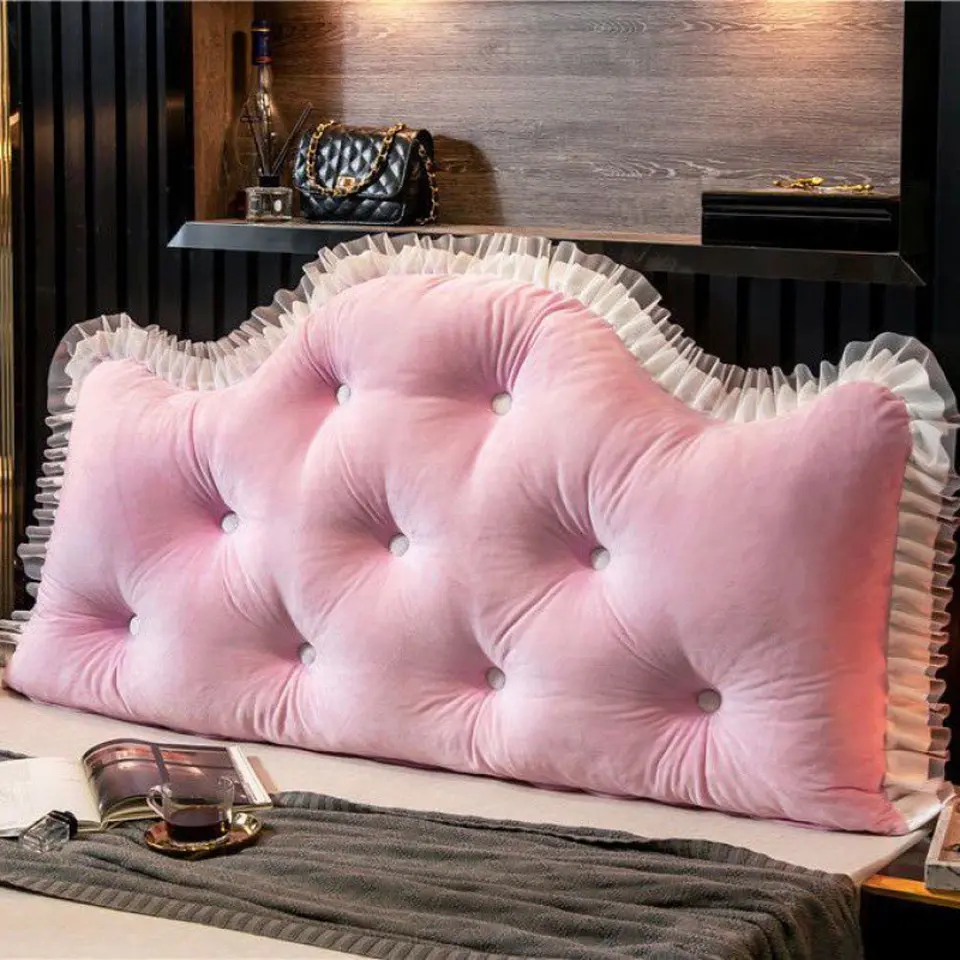 Cojin Cabecera Respaldo De Cama Almohada De Terciopelo 4