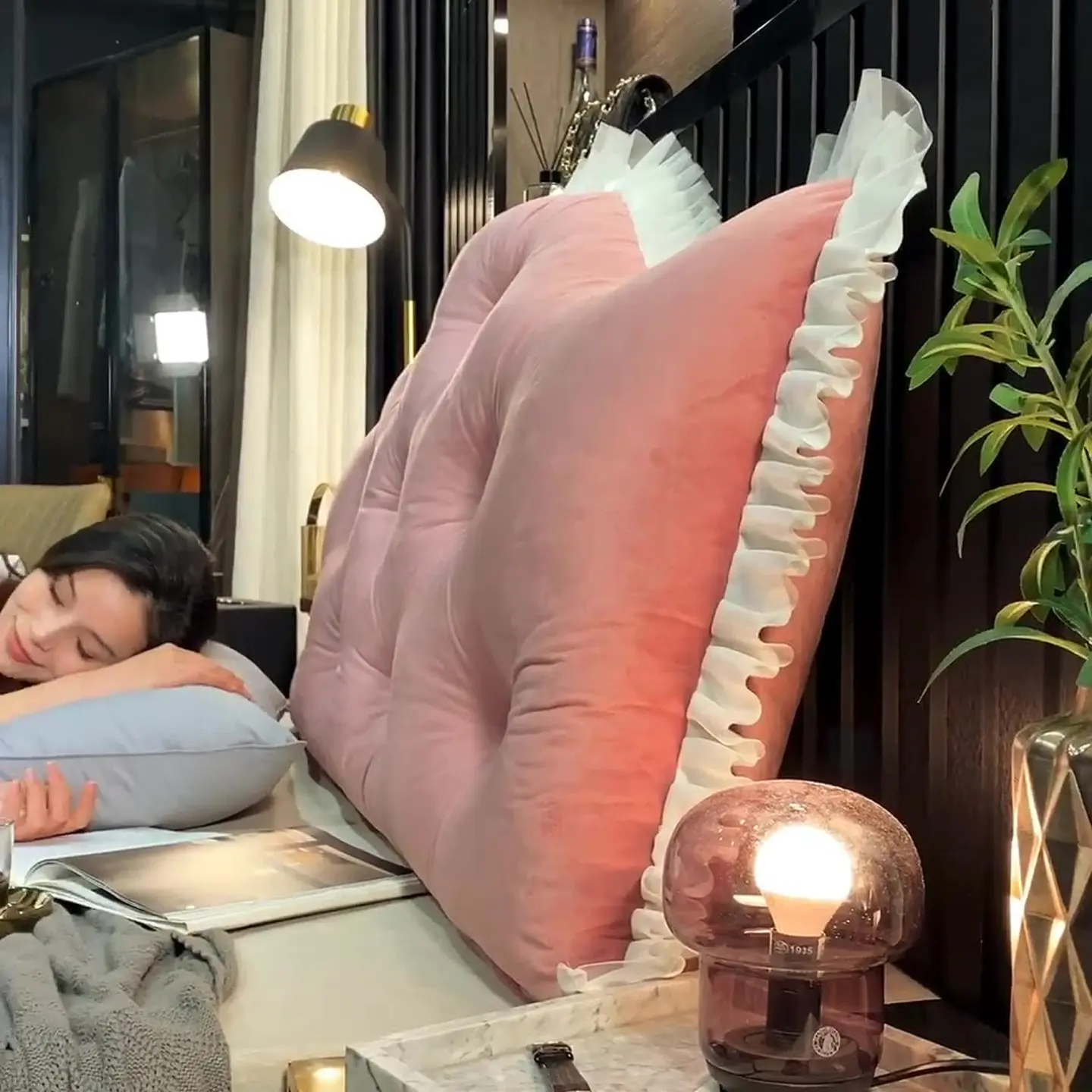 Cojin Cabecera Respaldo De Cama Almohada De Terciopelo 5