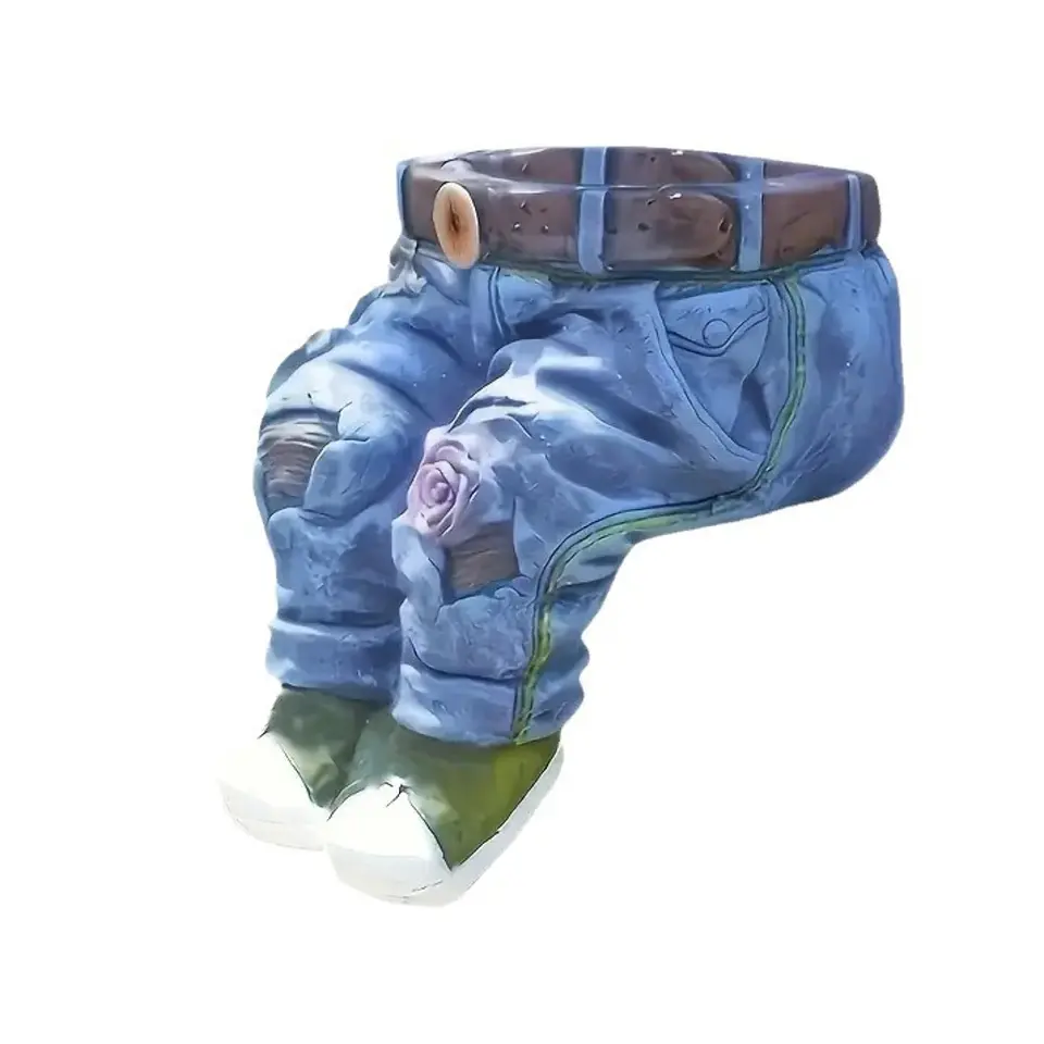 Maceta Decorativa Pantalones Jeans Flores Adorno Jardín 1