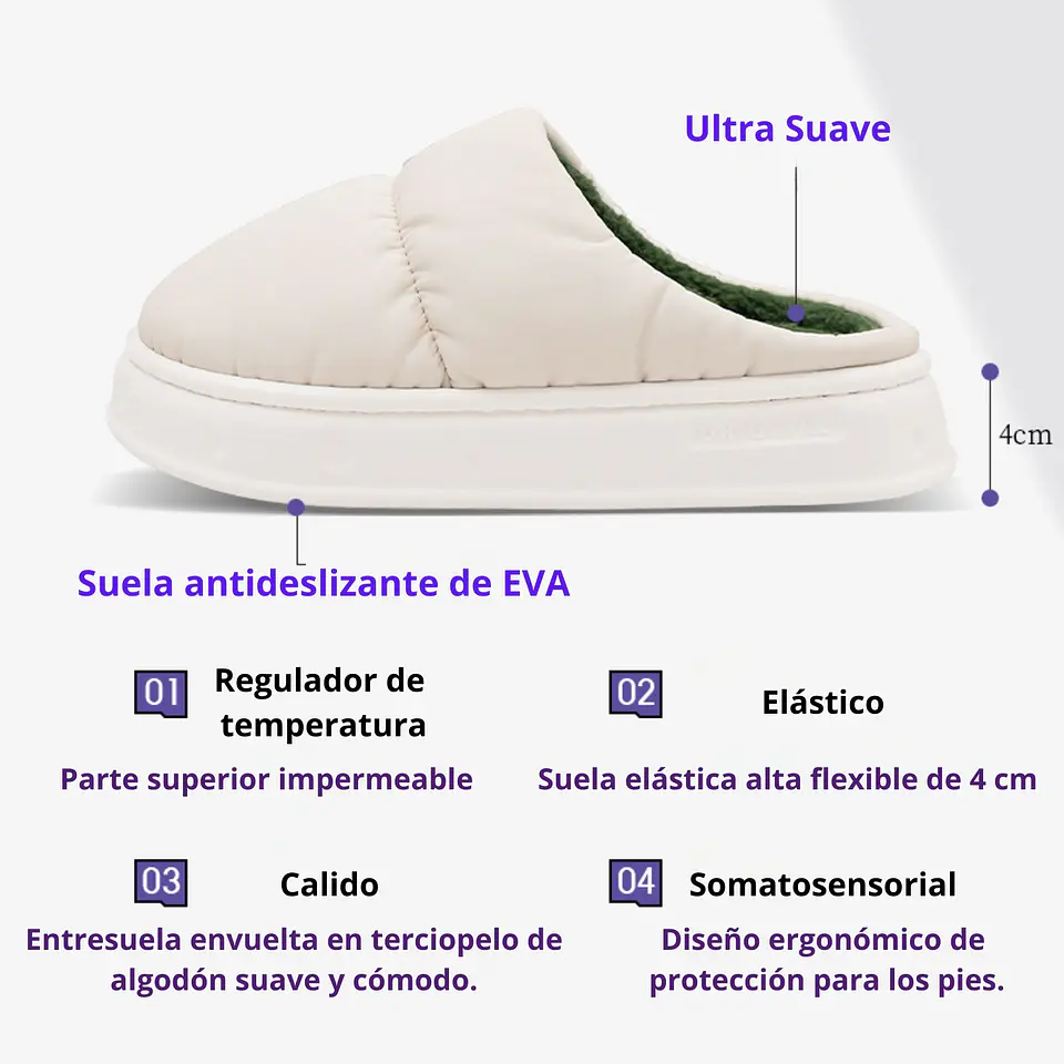 Pantuflas De Algodón Acolchadas Polar Cálidas Impermeables 9