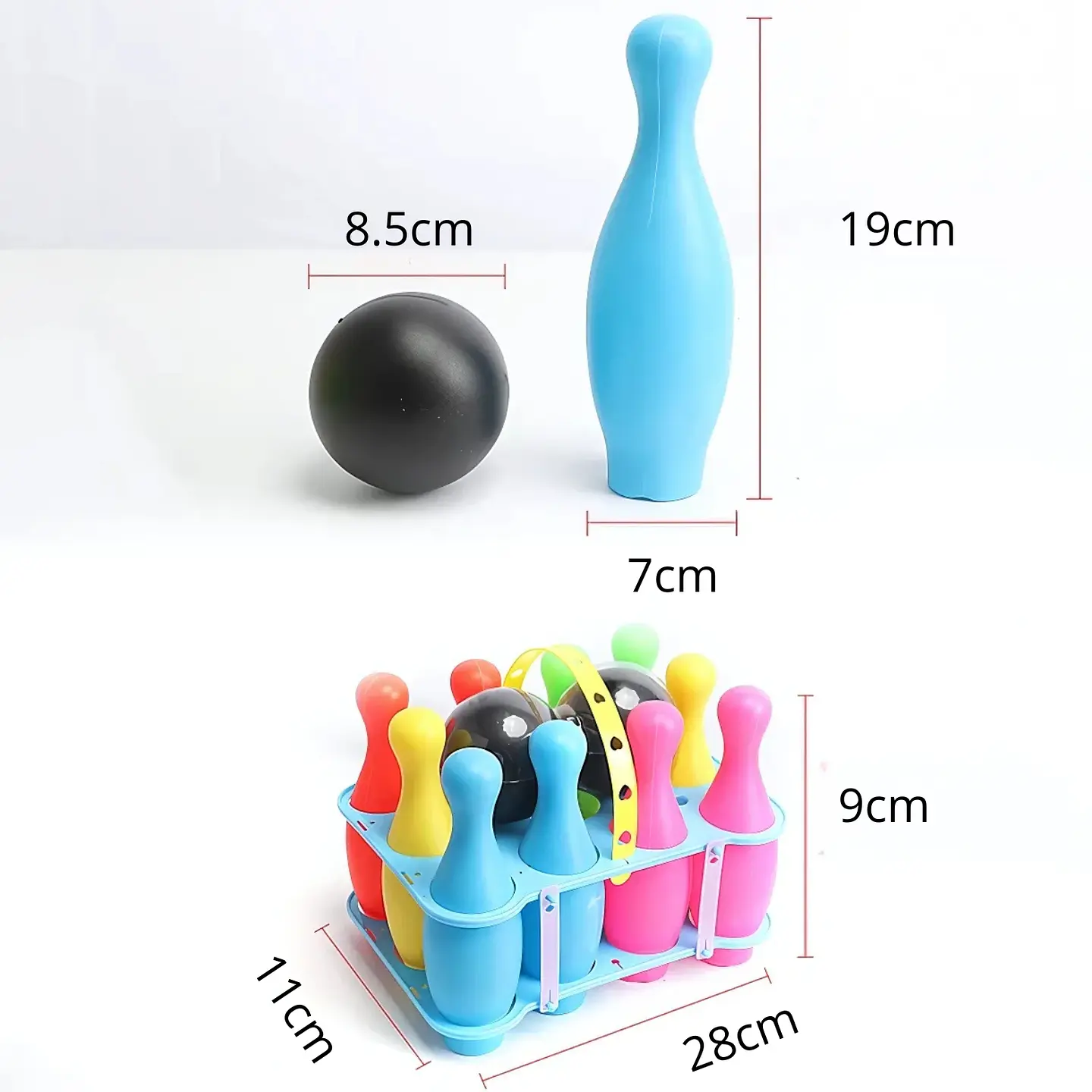 Juego de Bowling de Plástico para niños 10 Pines + 2 Pelotas 5