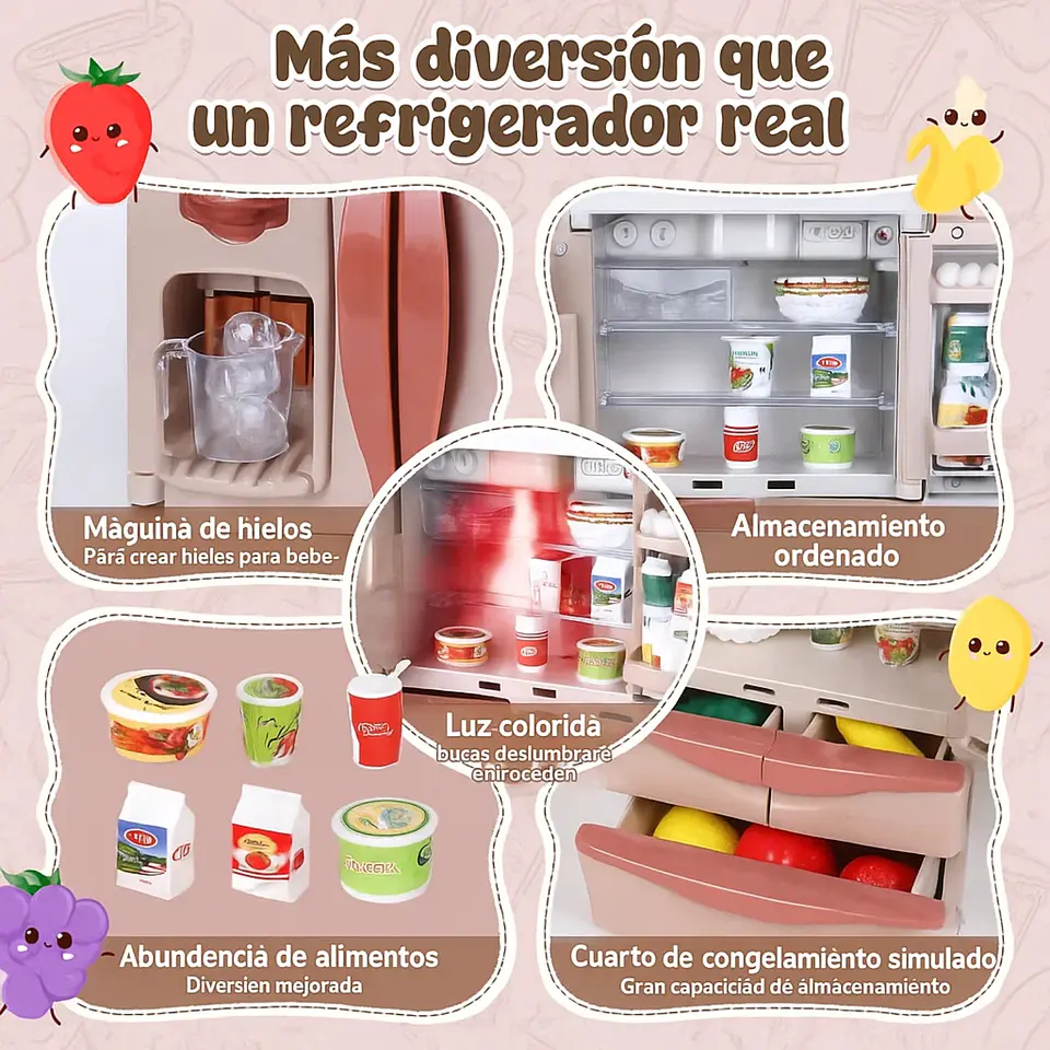 Refrigerador Cocina Spray Simulación Freezer Juguete 6