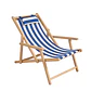 Silla De Playa Reposera Plegable De Lona Y Madera Exteriores - Miniatura 8