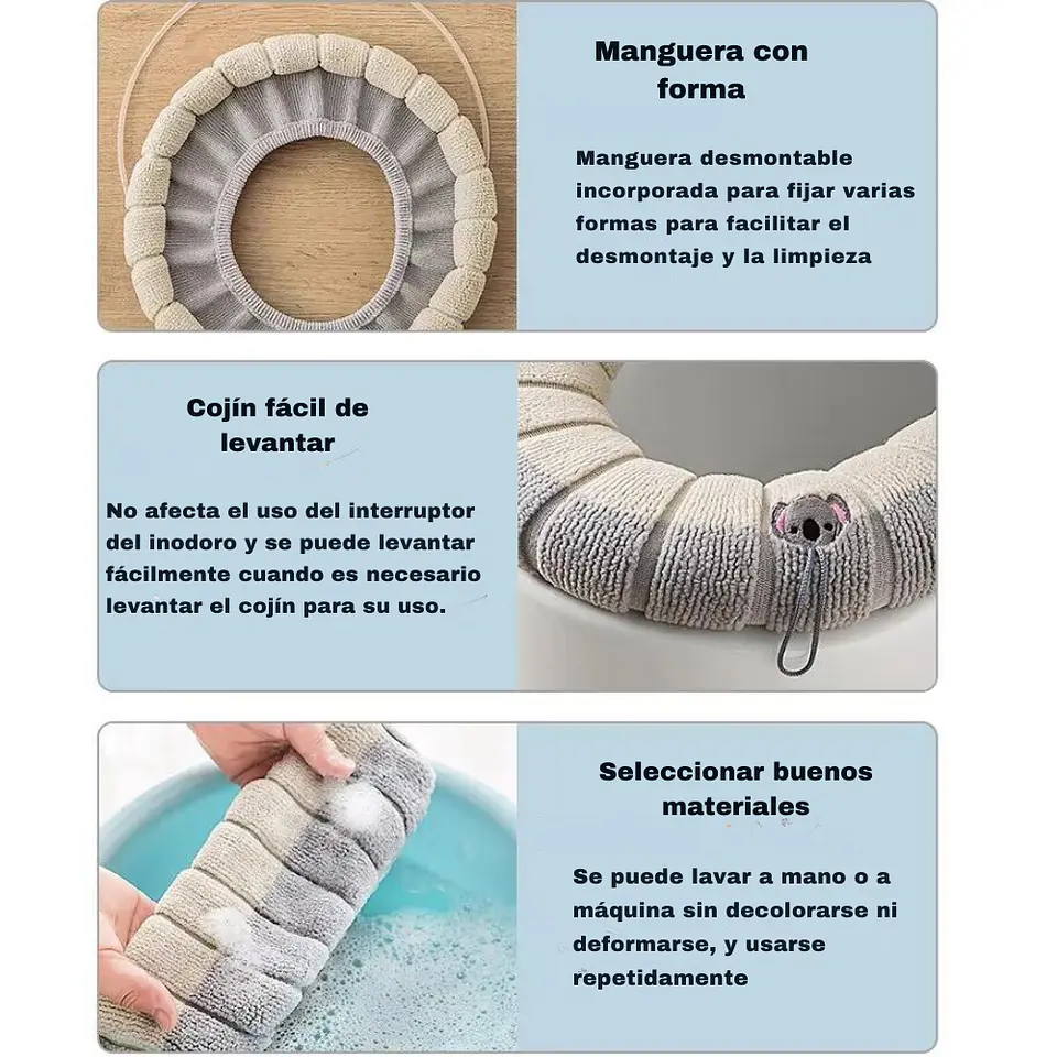 Pack 2 Fundas De Inodoro WC Felpa Lavable 4