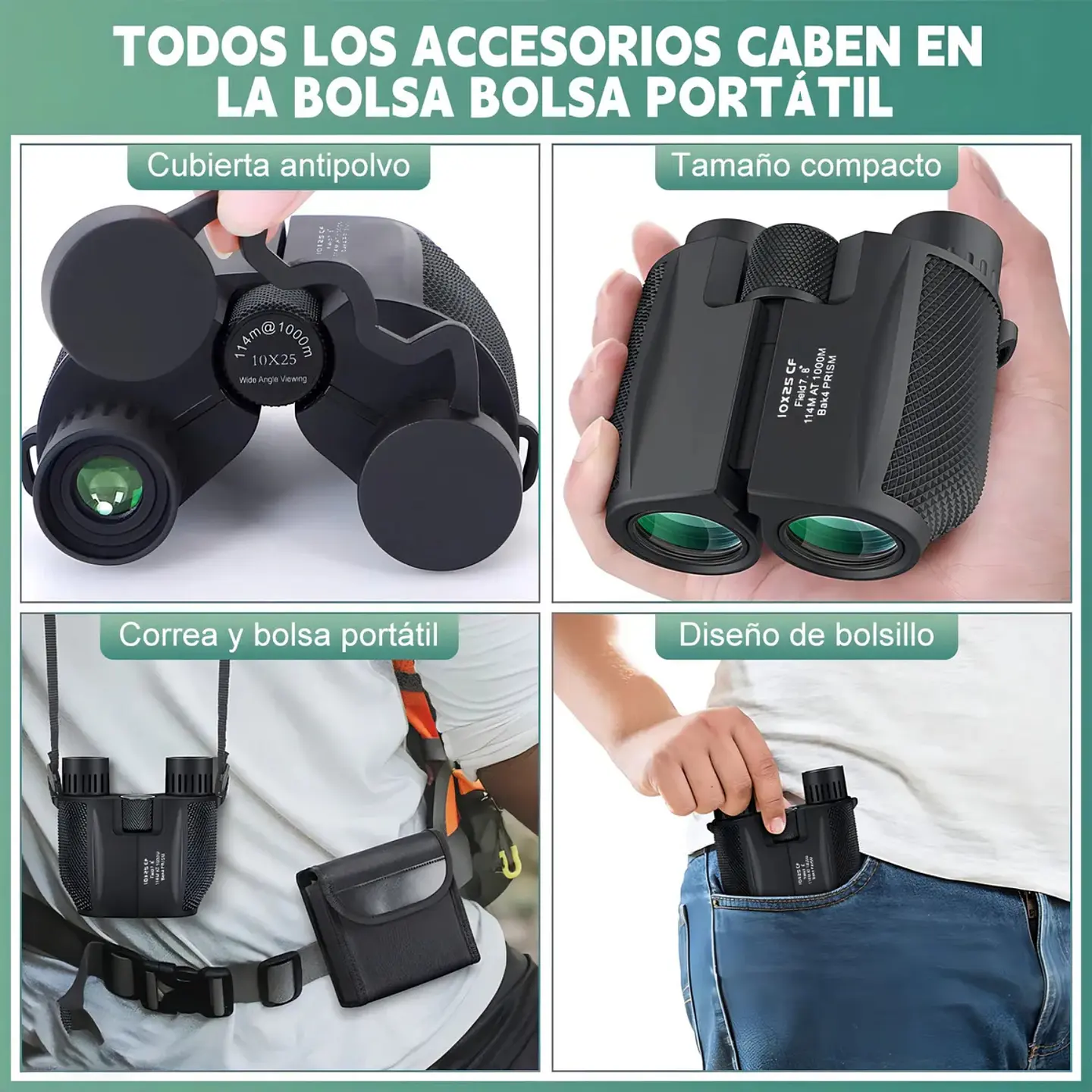 Binoculares Telescopicos HD Alta Potencia 10x25 Portatiles 4