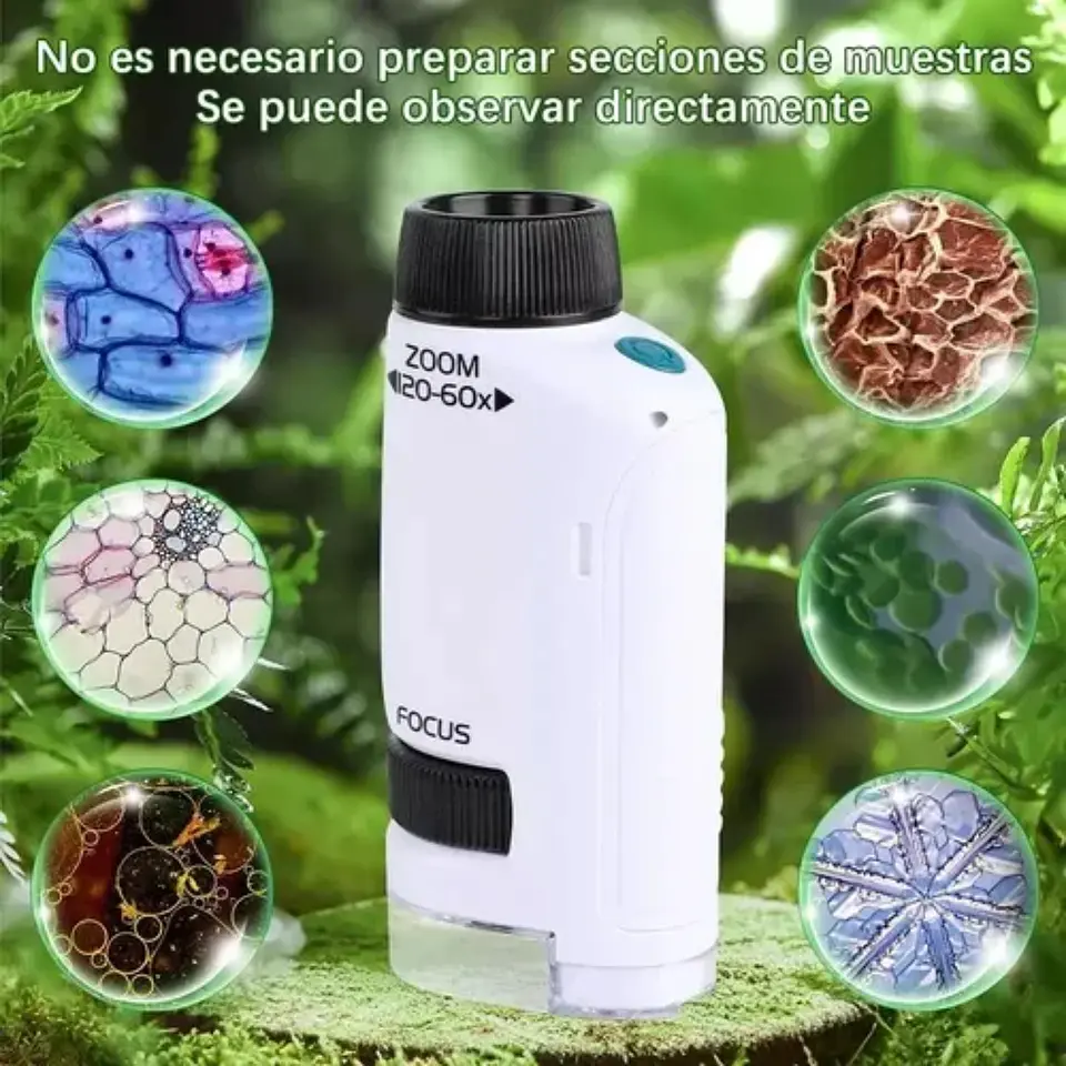 Microscopio Portátil Con Luz Para Niños Juguete Científico 2