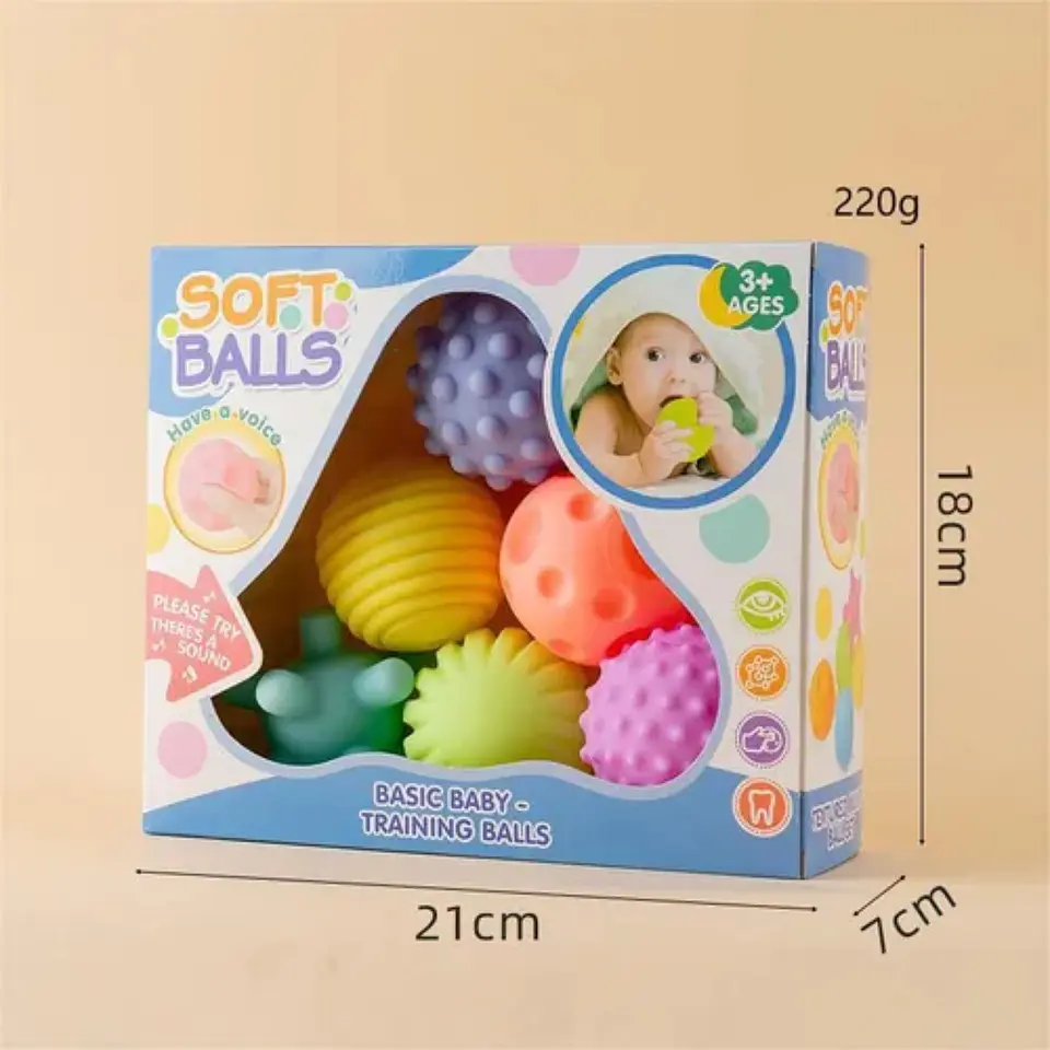 Set 6 Pelotas Estimulación Sensorial Para Bebés Texturizada 3
