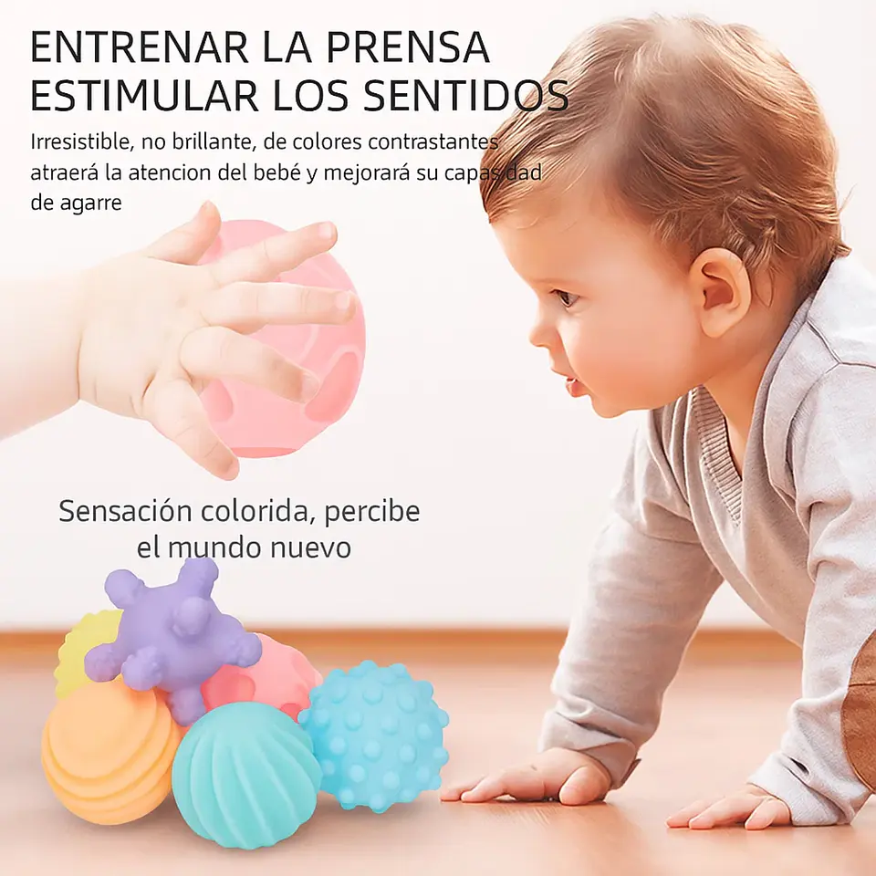 Set 6 Pelotas Estimulación Sensorial Para Bebés Texturizada 5