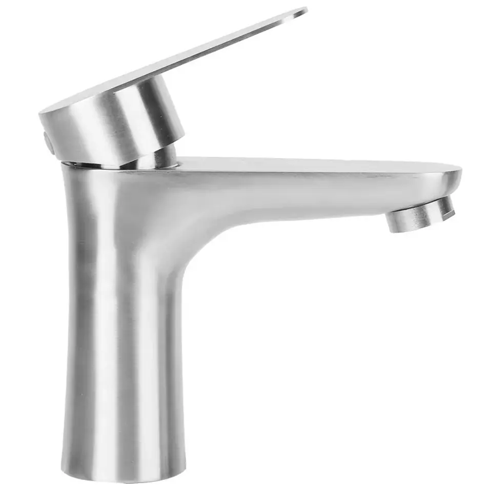 Grifo De Baño Mezclador Una Sola Manija Acero Inoxidable 5