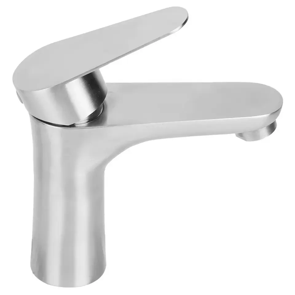 Grifo De Baño Mezclador Una Sola Manija Acero Inoxidable 6