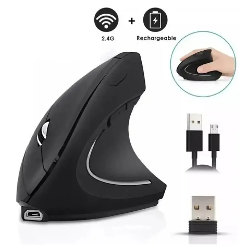Raton Vertical Mouse Inalambrico Ergonomico Gamer 2.4g USB 2