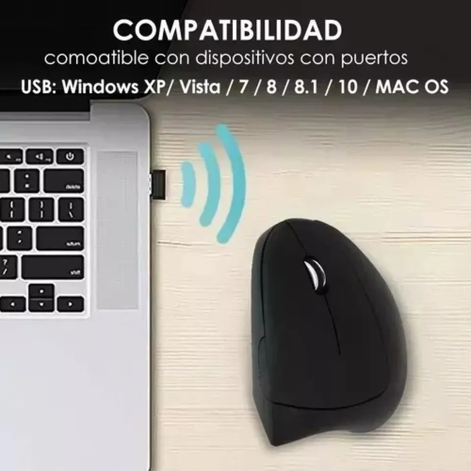 Raton Vertical Mouse Inalambrico Ergonomico Gamer 2.4g USB 3