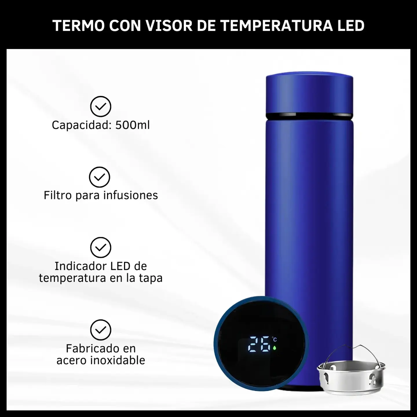 Botella Termo Inteligente LED Indicador Temperatura 4