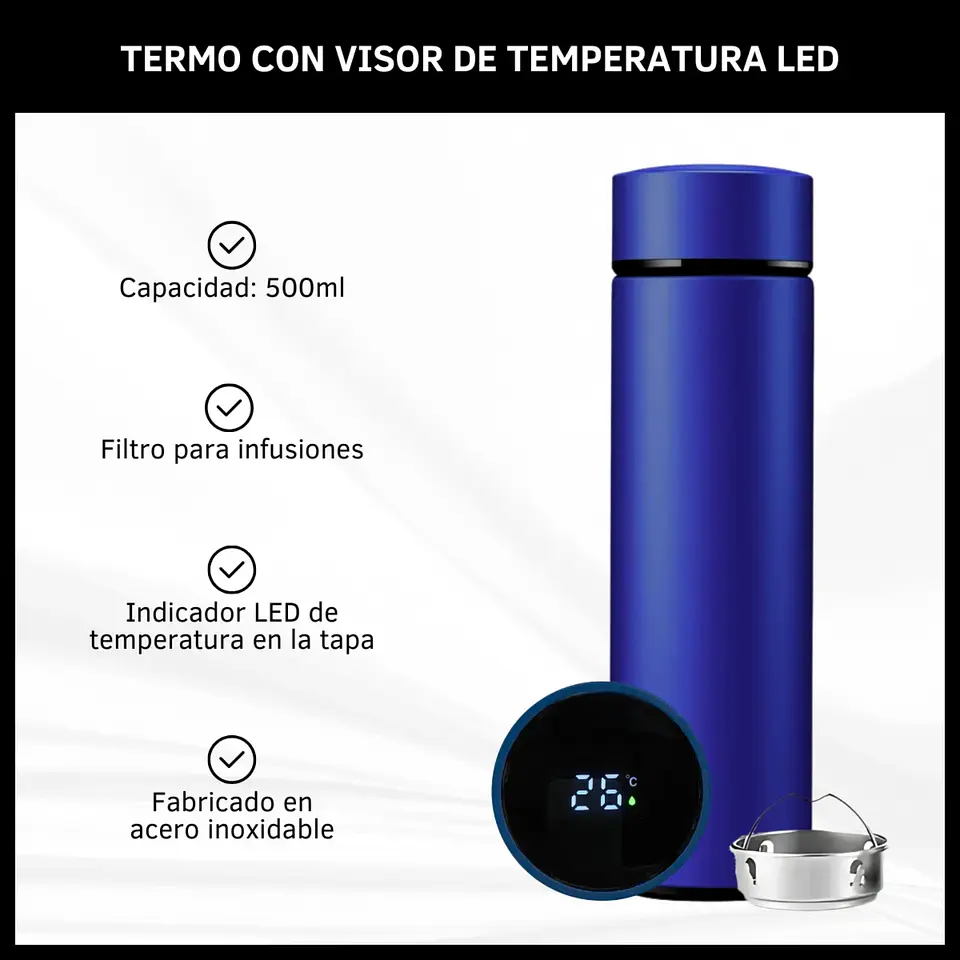 Botella Termo Inteligente LED Indicador Temperatura 4