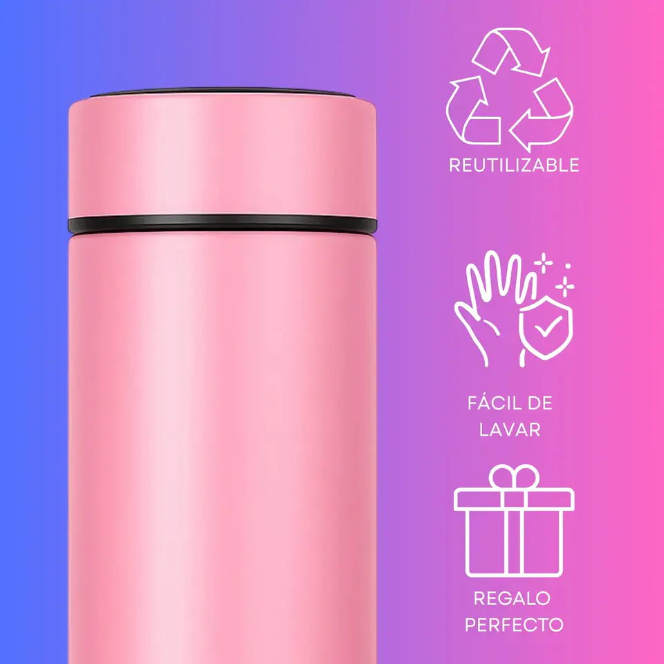 Botella Termo Inteligente LED Indicador Temperatura 8