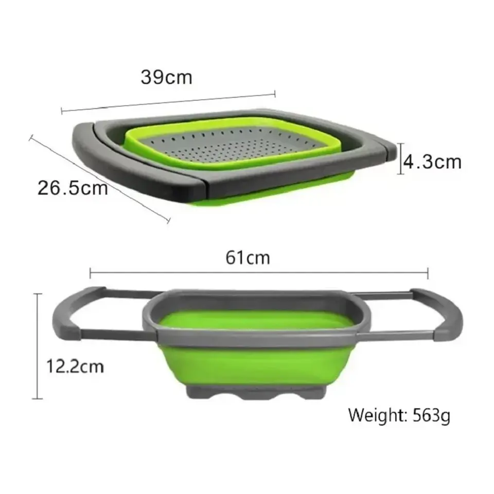 Colador Extensible Plegable 39x26cm De Silicona Multiuso 5