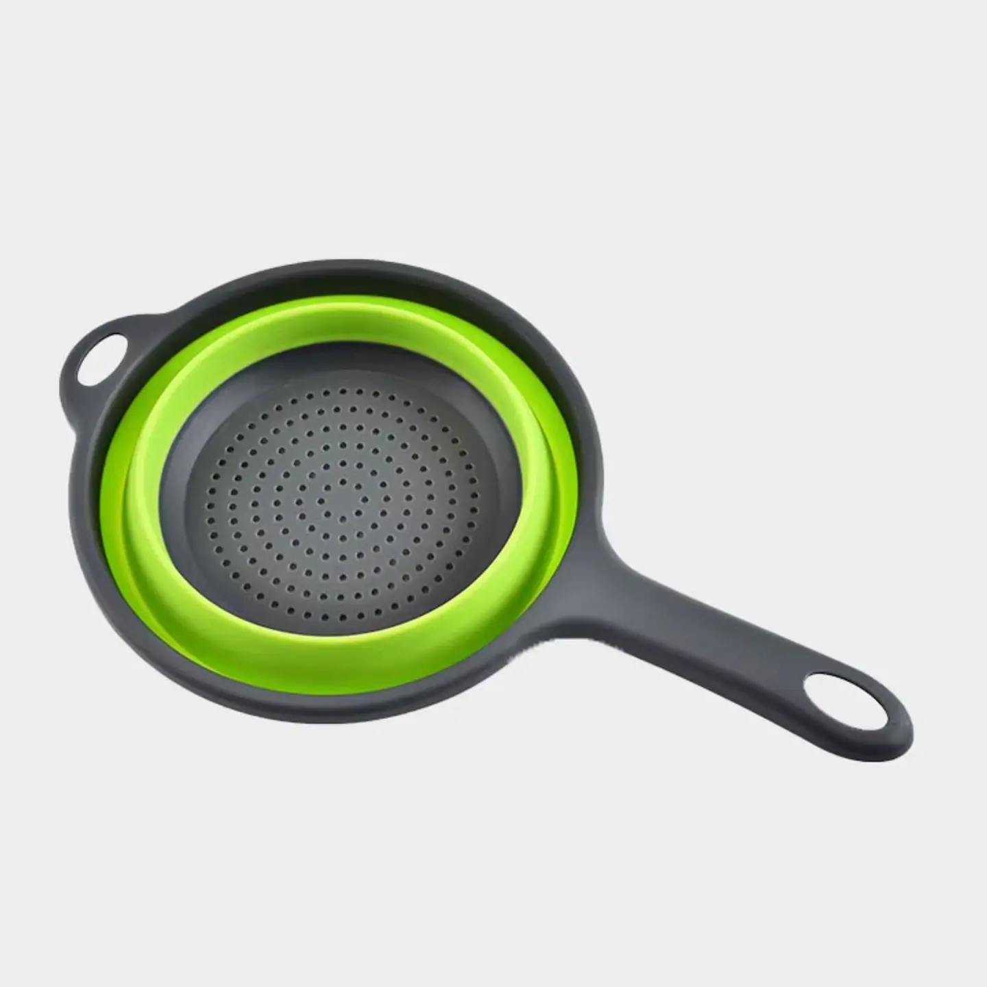 Colador Escurridor Circular De Silicona Plegable Con Mango 3