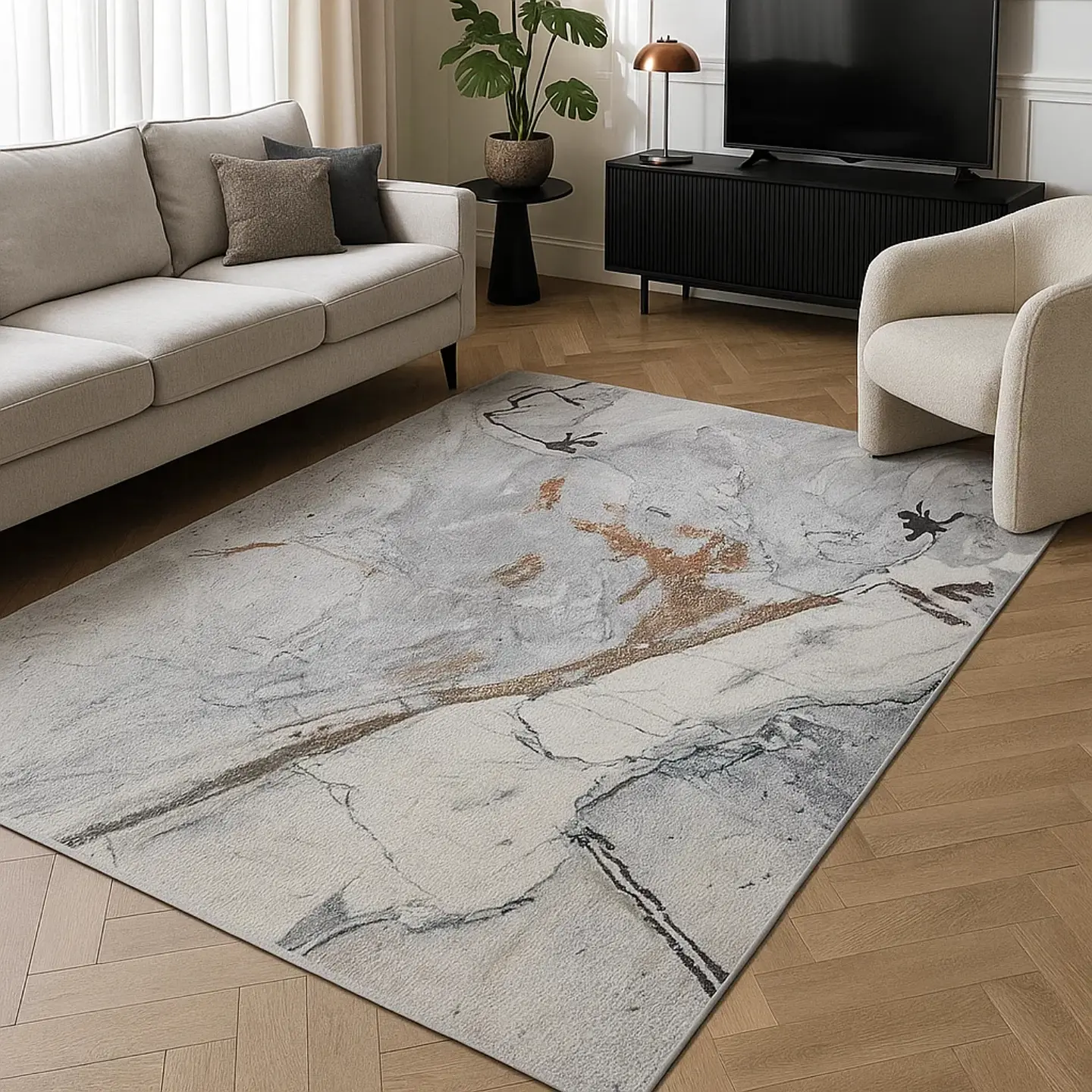 Alfombra 140x200cm Decorativa Living Estampada Terciopelo 5