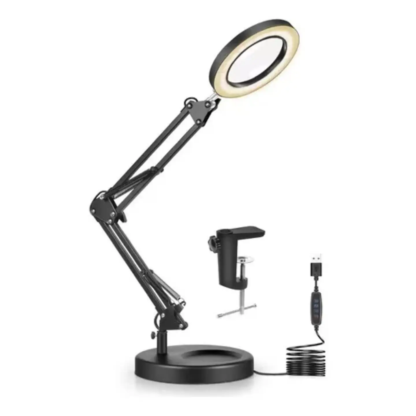 Lampara Lupa De Escritorio Luz Led Lente De Aumento Con Base 2
