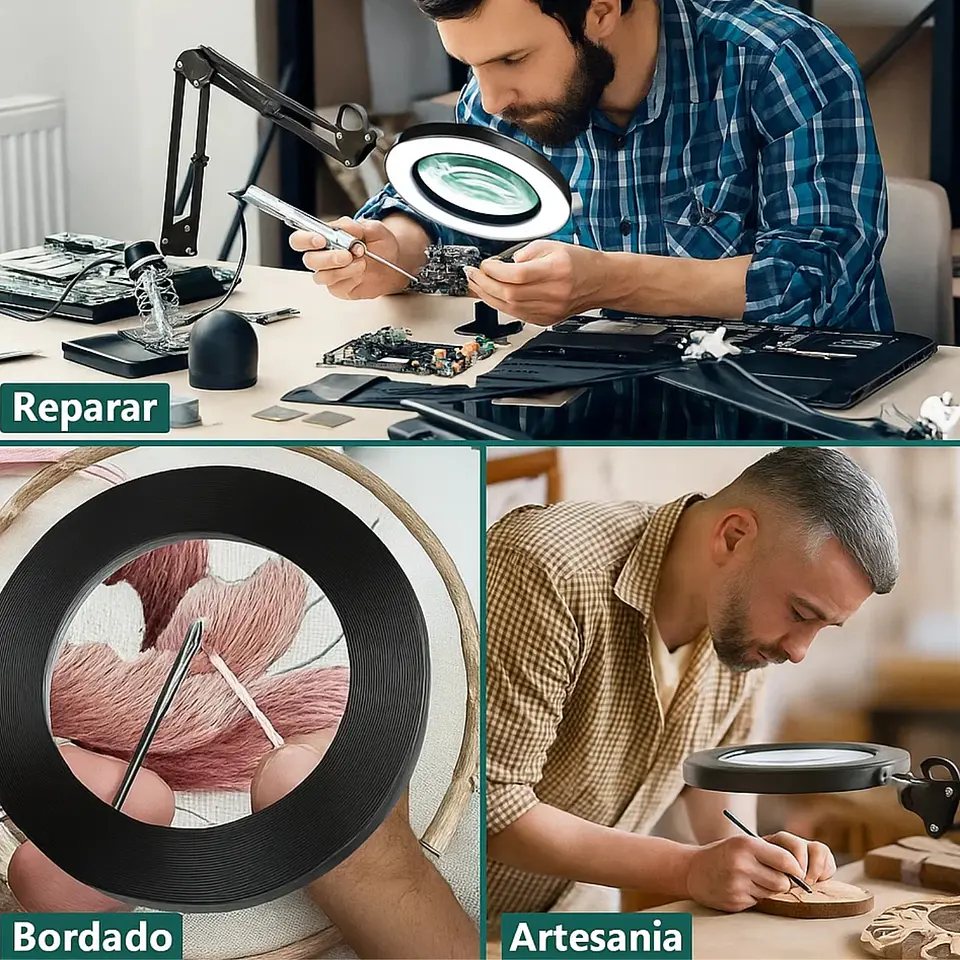 Lampara Lupa De Escritorio Luz Led Lente De Aumento Con Base 5