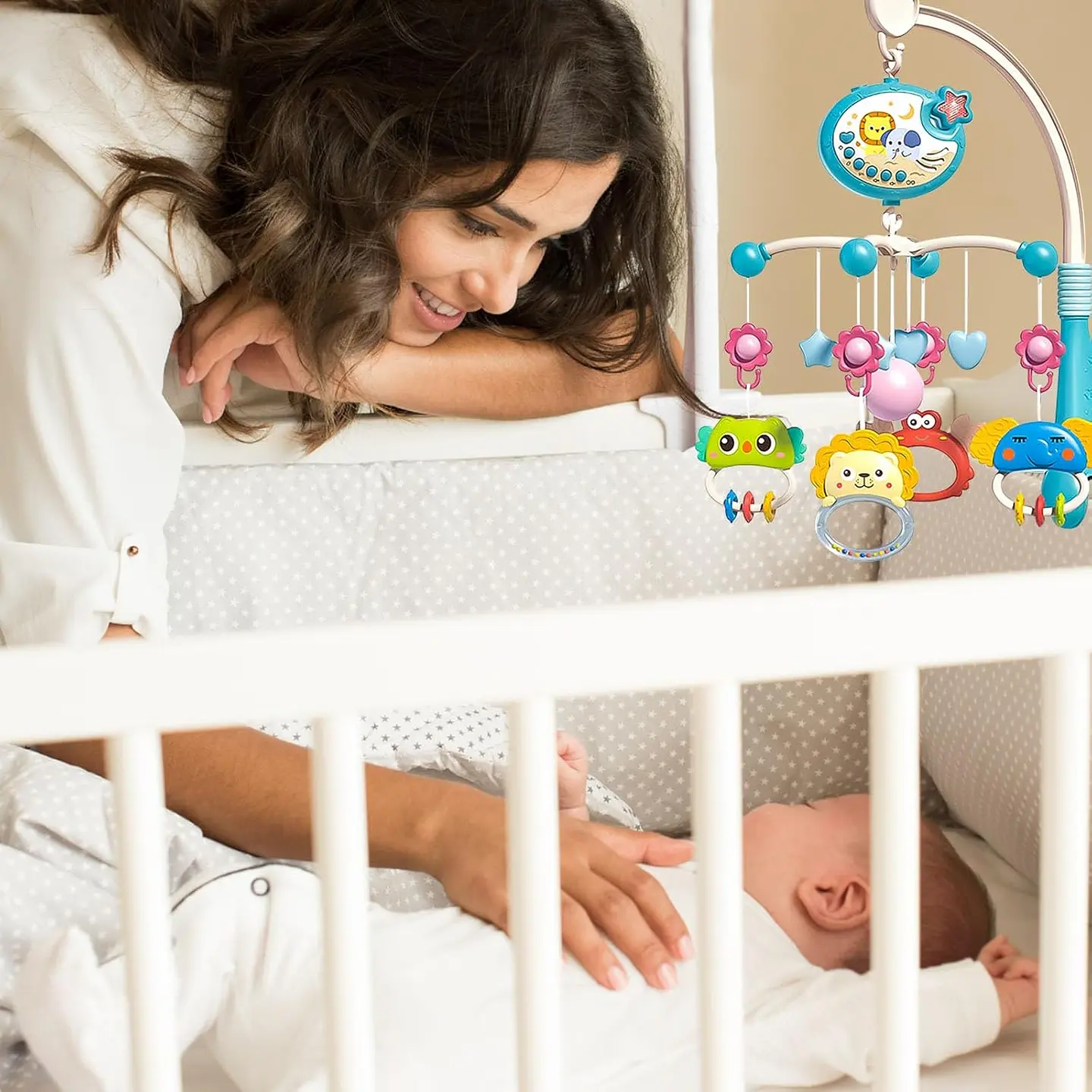 Movil Giratorio 360 Musical Relajante Para Cuna Bebés 4