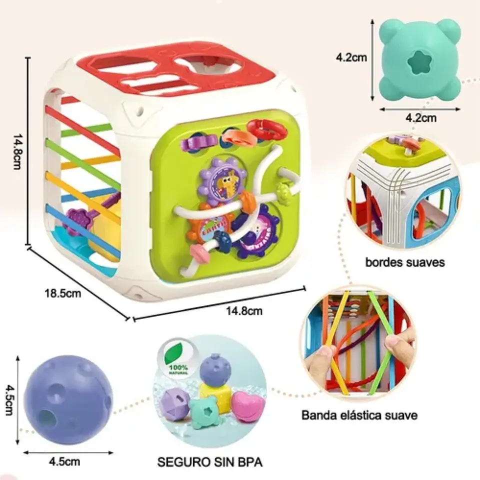 Cubo Para Bebé Juguete Interactivo Didactico Sensorial 2