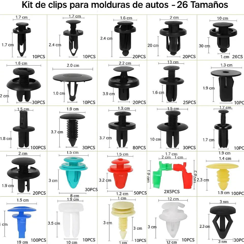 Kit 725 Piezas Clip Broche Retención Auto Fijación Tapabarro 5