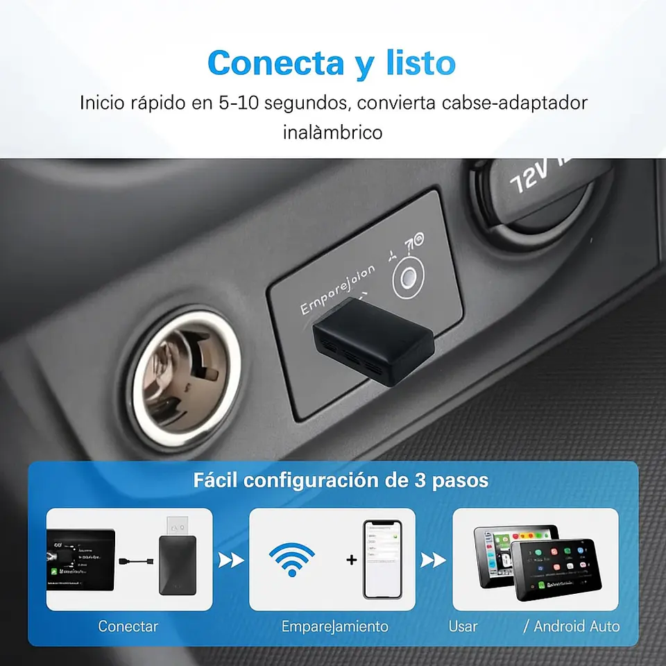 Adaptador Carplay Inalambrico USB Conexión Automática 5