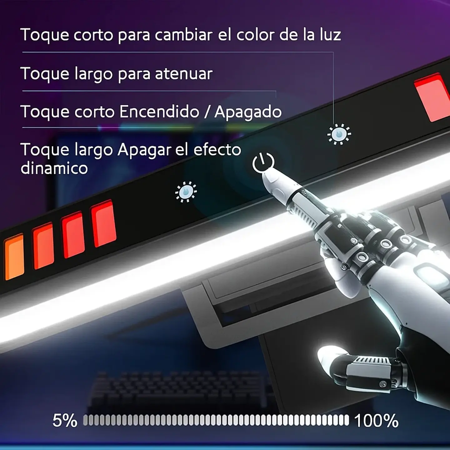 Barra De Luz Para Monitor PC 55cm Con Retroiluminación RGB 5