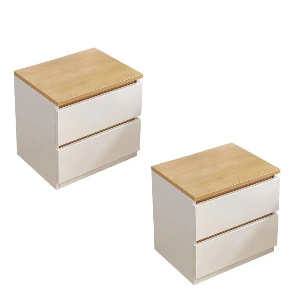 Pack 2 Velador Mesa De Noche Dos Cajones 41*30*32cm Moderno 1